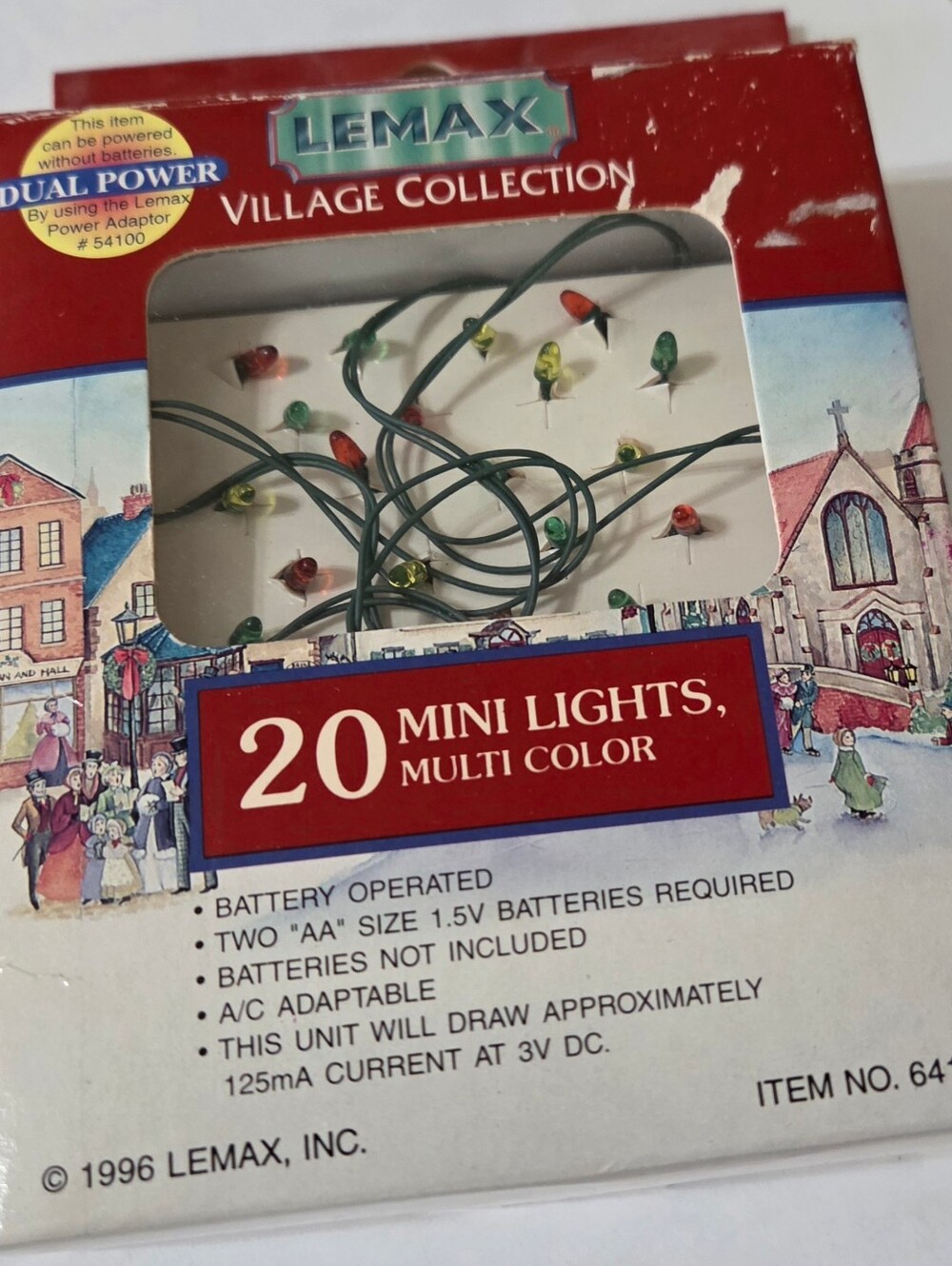 Vintage 90s Lemax Village Collection 20 Mini Lights Multi Color Battery Operated
